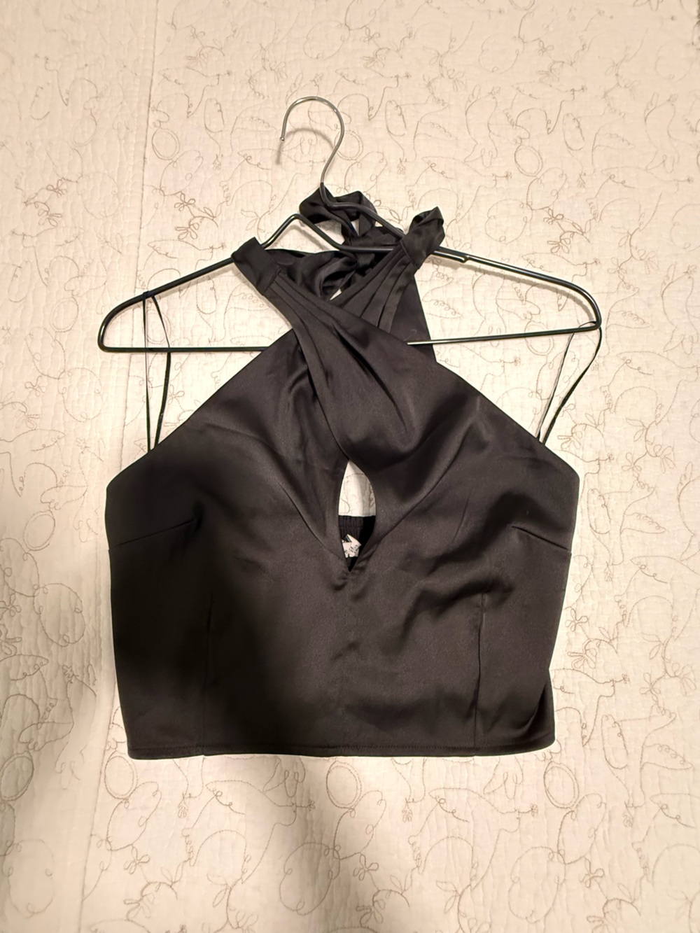 Abercrombie & Fitch Black Ribbed Halter Top with Keyhole Detail